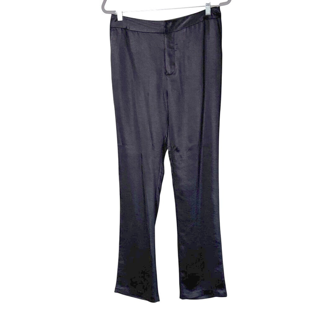 NEW Third‎ Form Satin Trousers "Wildflowers" US 6 Black Tailored Sleek